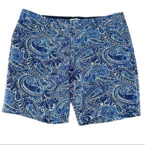 Adrienne Vittadini Bermuda Shorts Blue Paisley size 14 large